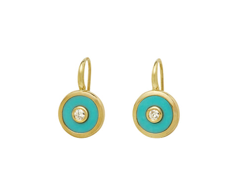 Retrouvai Turquoise Midi Compass Hook Earrings