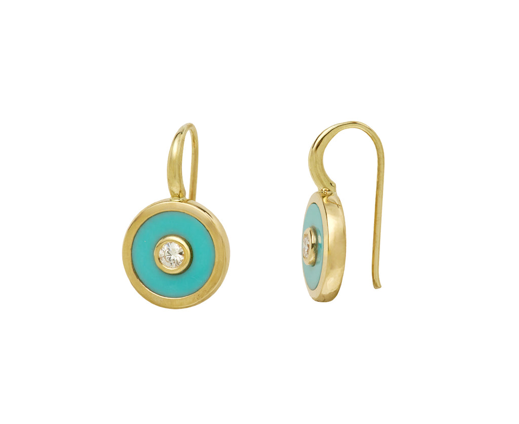 Retrouvai Turquoise Midi Compass Hook Earrings Side