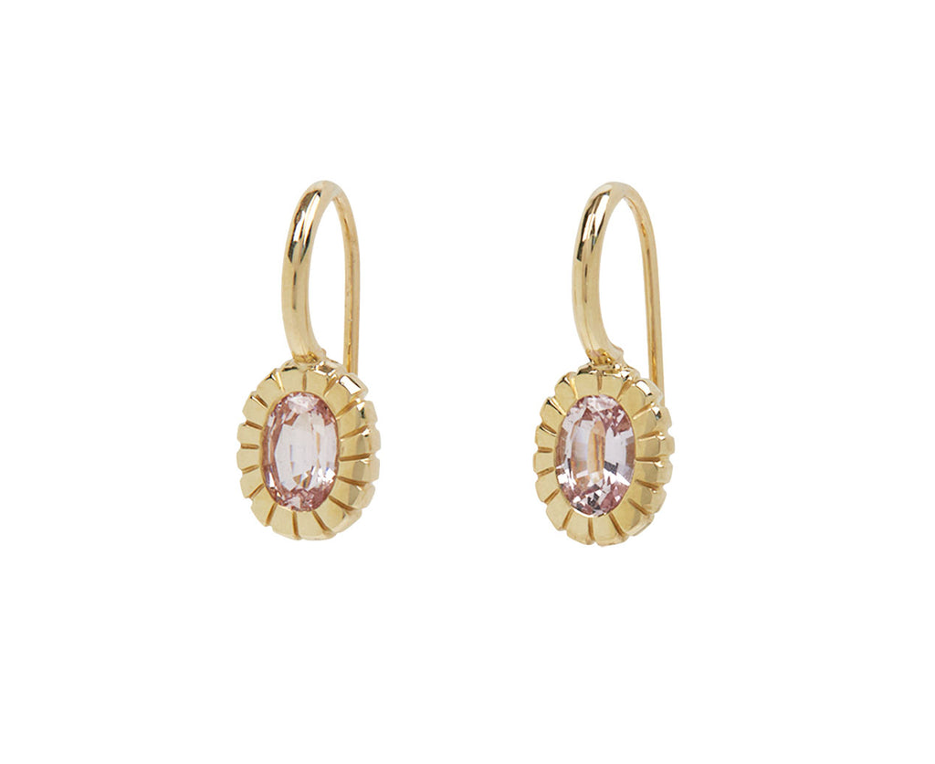 Light Pink Sapphire Heirloom Bezel Hook Earrings