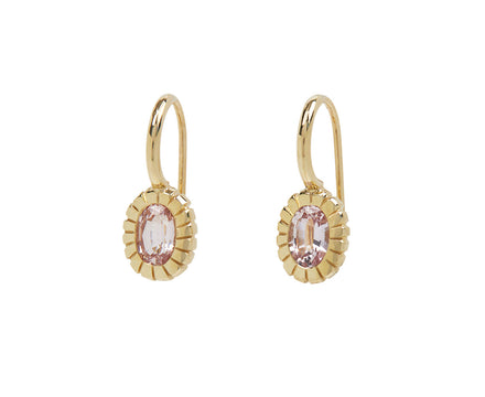 Light Pink Sapphire Heirloom Bezel Hook Earrings