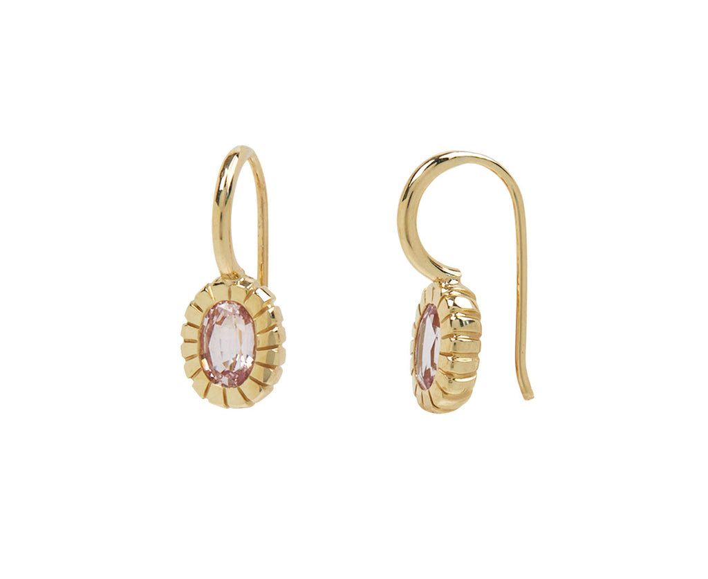 Light Pink Sapphire Heirloom Bezel Hook Earrings