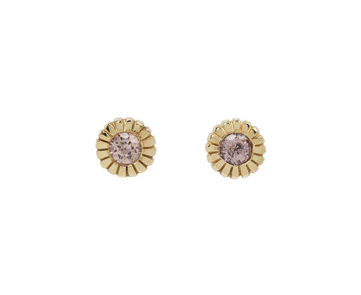 Peach Sapphire Heirloom Bezel Stud Earrings