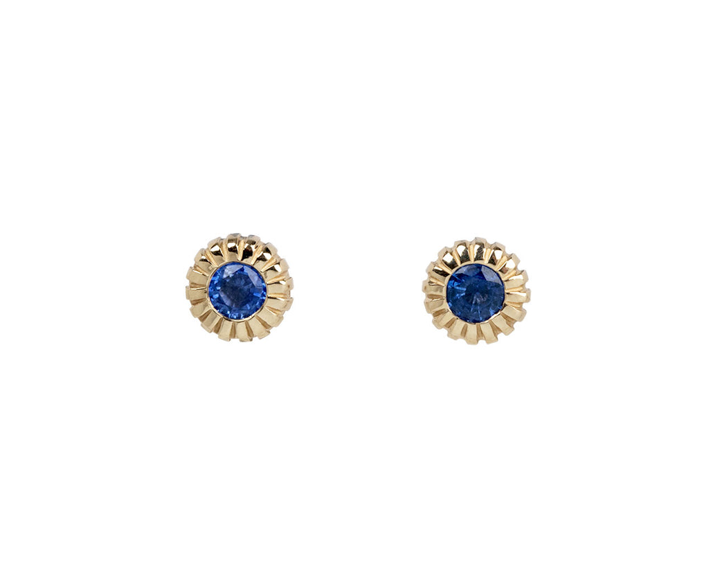 Heirloom Bezel Blue Sapphire Stud Earrings