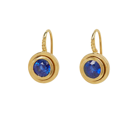 Round Blue Sapphire Bounce Earrings - TWISTonline 