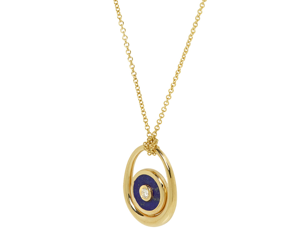 Retrouvai Lapis Midi Compass Sling Pendant Necklace Side View