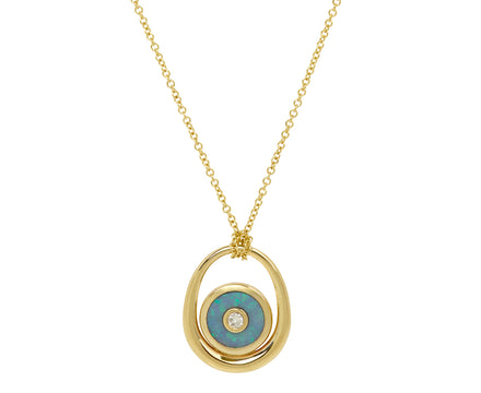 Retrouvai Brazilian Opal Midi Compass Sling Pendant Necklace