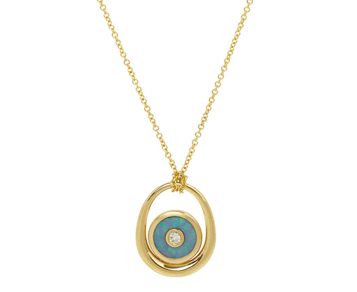 Retrouvai Brazilian Opal Midi Compass Sling Pendant Necklace