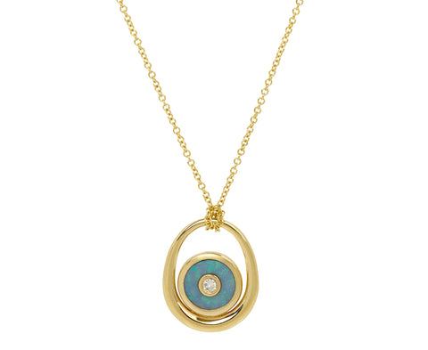 Retrouvai Brazilian Opal Midi Compass Sling Pendant Necklace