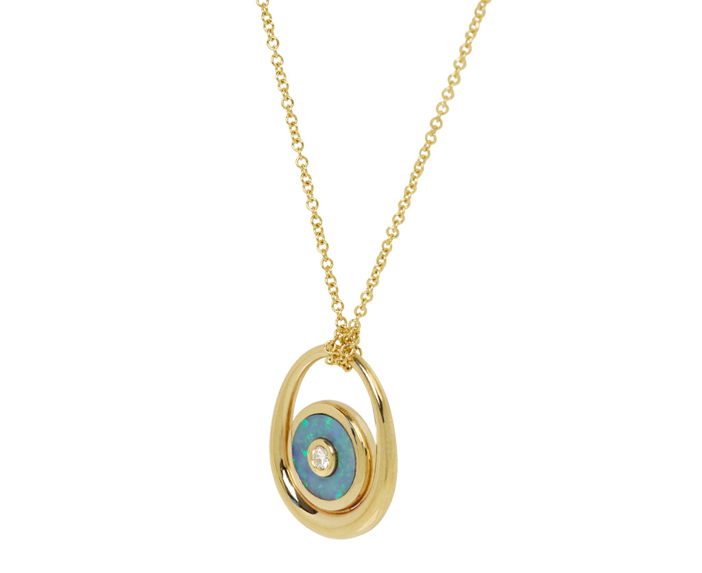 Retrouvai Brazilian Opal Midi Compass Sling Pendant Necklace Side View