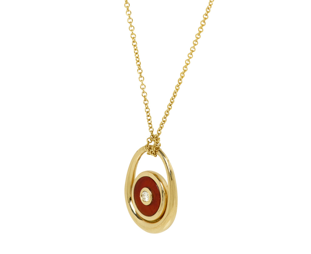 Retrouvai Carnelian Midi Compass Sling Pendant Necklace Side View
