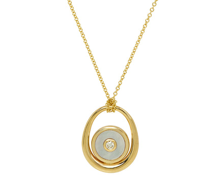 Retrouvai Mother of Pearl Midi Compass Sling Pendant Necklace