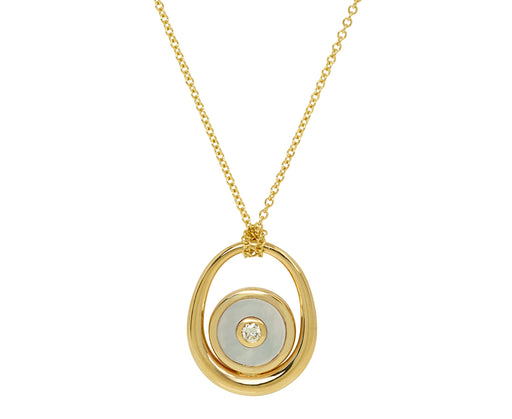 Retrouvai Mother of Pearl Midi Compass Sling Pendant Necklace