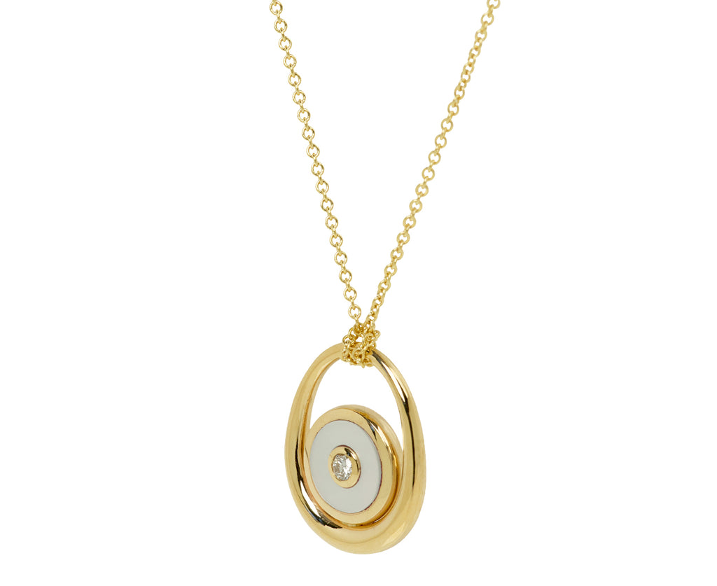Retrouvai Mother of Pearl Midi Compass Sling Pendant Necklace Side