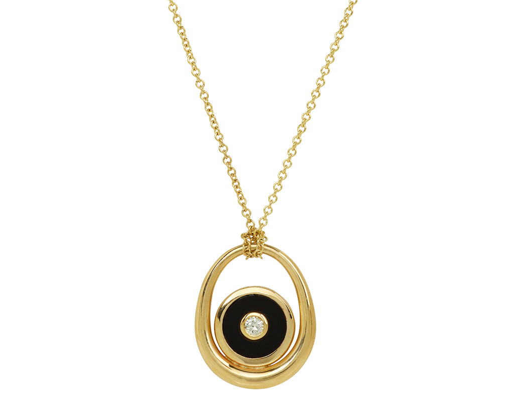 Retrouvai Onyx Midi Compass Sling Pendant Necklace