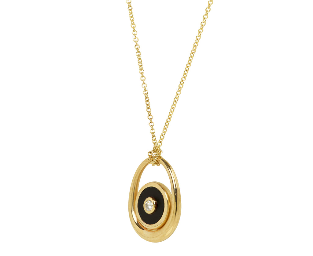 Retrouvai Onyx Midi Compass Sling Pendant Necklace Side View