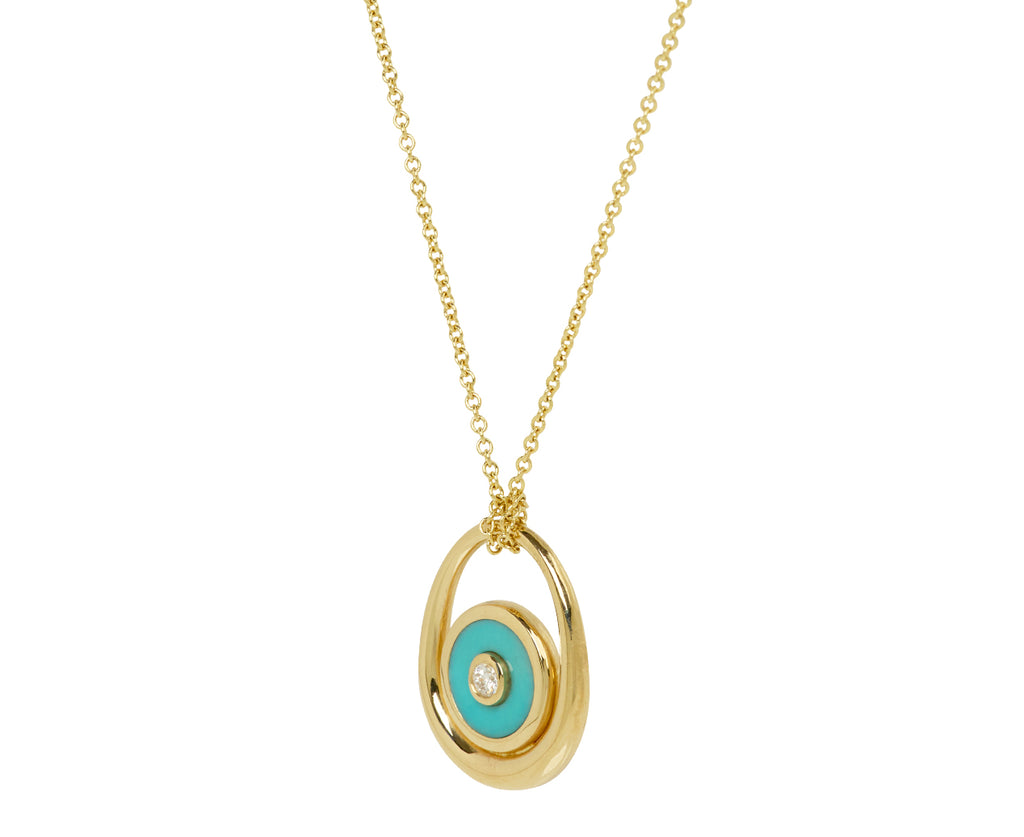 Retrouvai Turquoise Midi Compass Sling Pendant Necklace Side