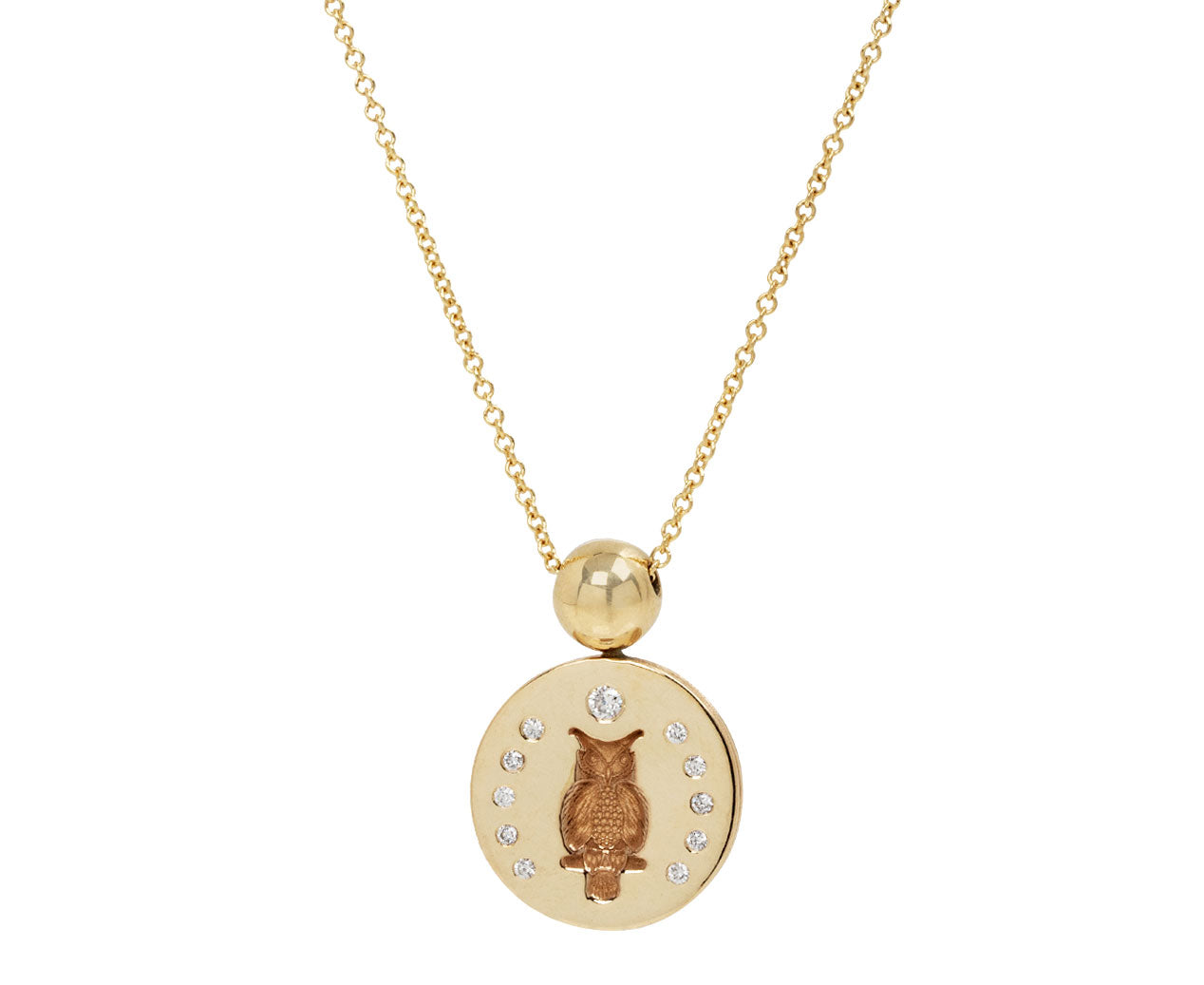 Retrouvai Diamond Owl Fantasy Signet Necklace
