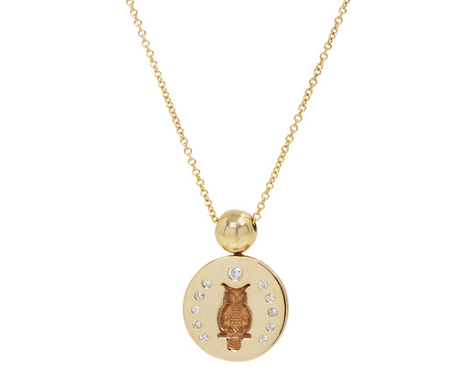 Diamond Owl Fantasy Signet Necklace