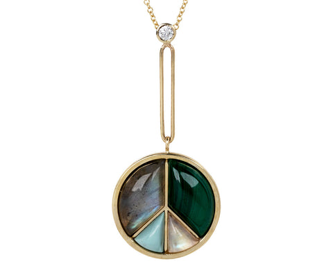 Blue and Green Signature Peace Sign Necklace