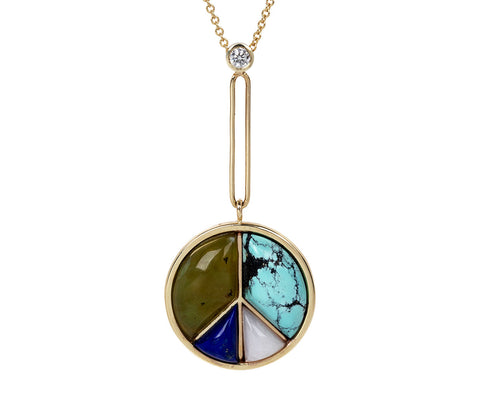 Mixed Tone Signature Peace Sign Necklace