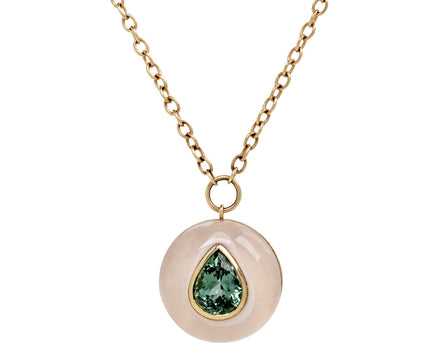 Rose Quartz and Green Tourmaline Lollipop Necklace