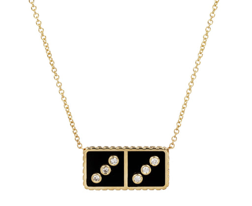 Retrouvai Petite Black Onyx Domino Pendant Necklace