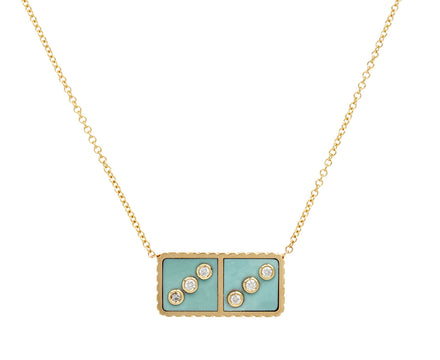 Retrouvai Petite Turquoise Domino Pendant Necklace