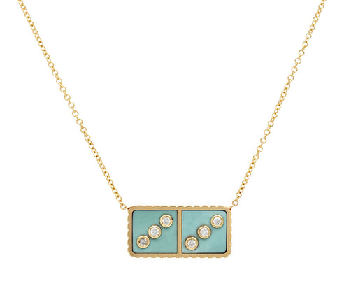 Retrouvai Petite Turquoise Domino Pendant Necklace