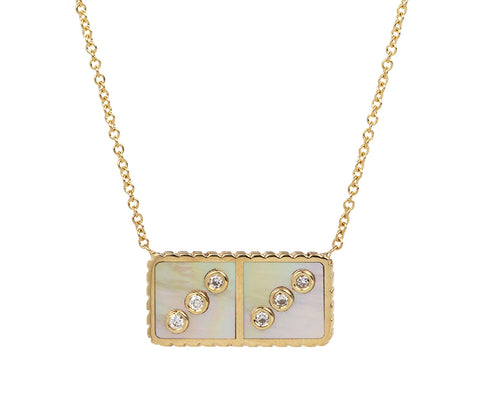 Retrouvai Petite Mother-of-Pearl Domino Pendant Necklace