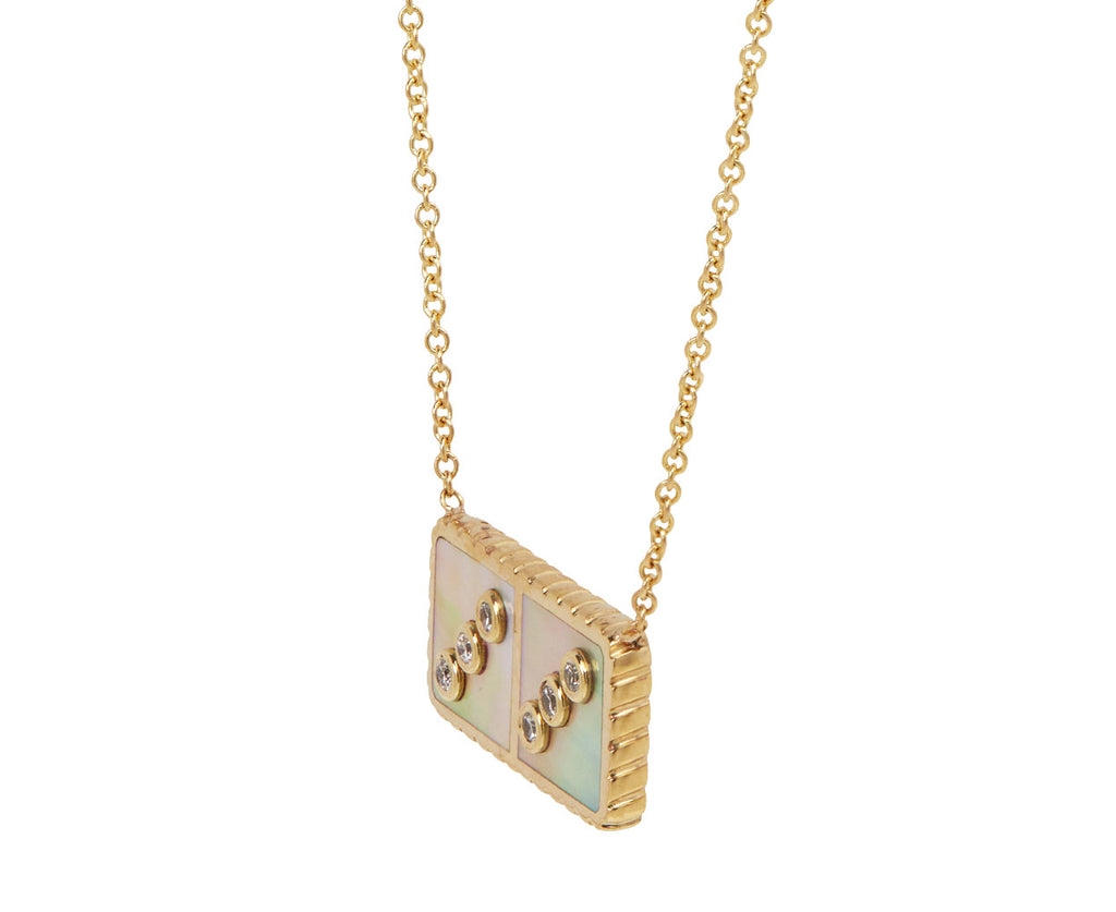 Retrouvai Petite Mother-of-Pearl Domino Pendant Necklace Side View