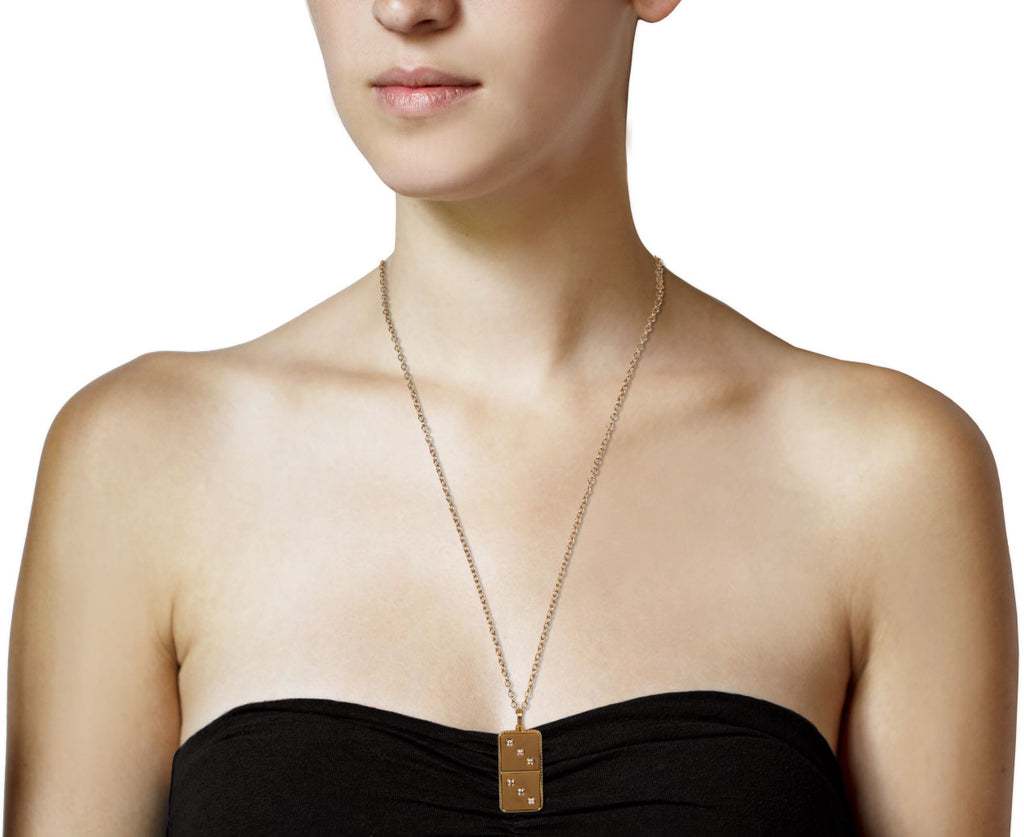 Retrouvai Classic Diamond Domino Pendant Necklace Profile