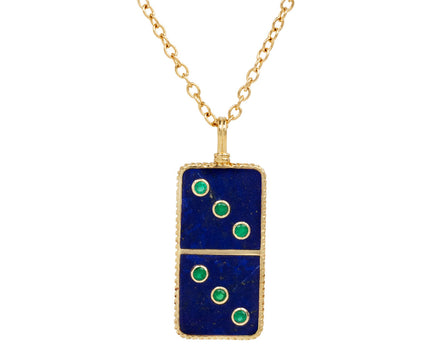 Classic Lapis and Emerald Domino Pendant Necklace