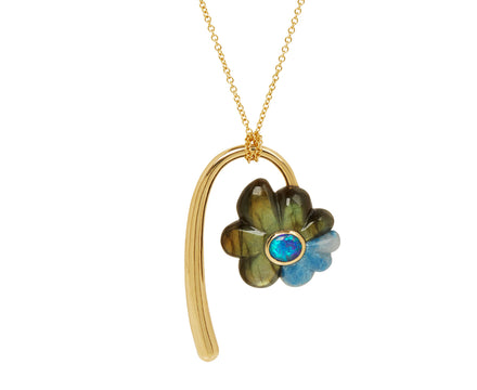 Retrouvai Large Bonded Blue Flower Pendant Necklace