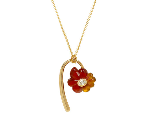 Retrouvai Petite Bonded Orange Flower Pendant Necklace