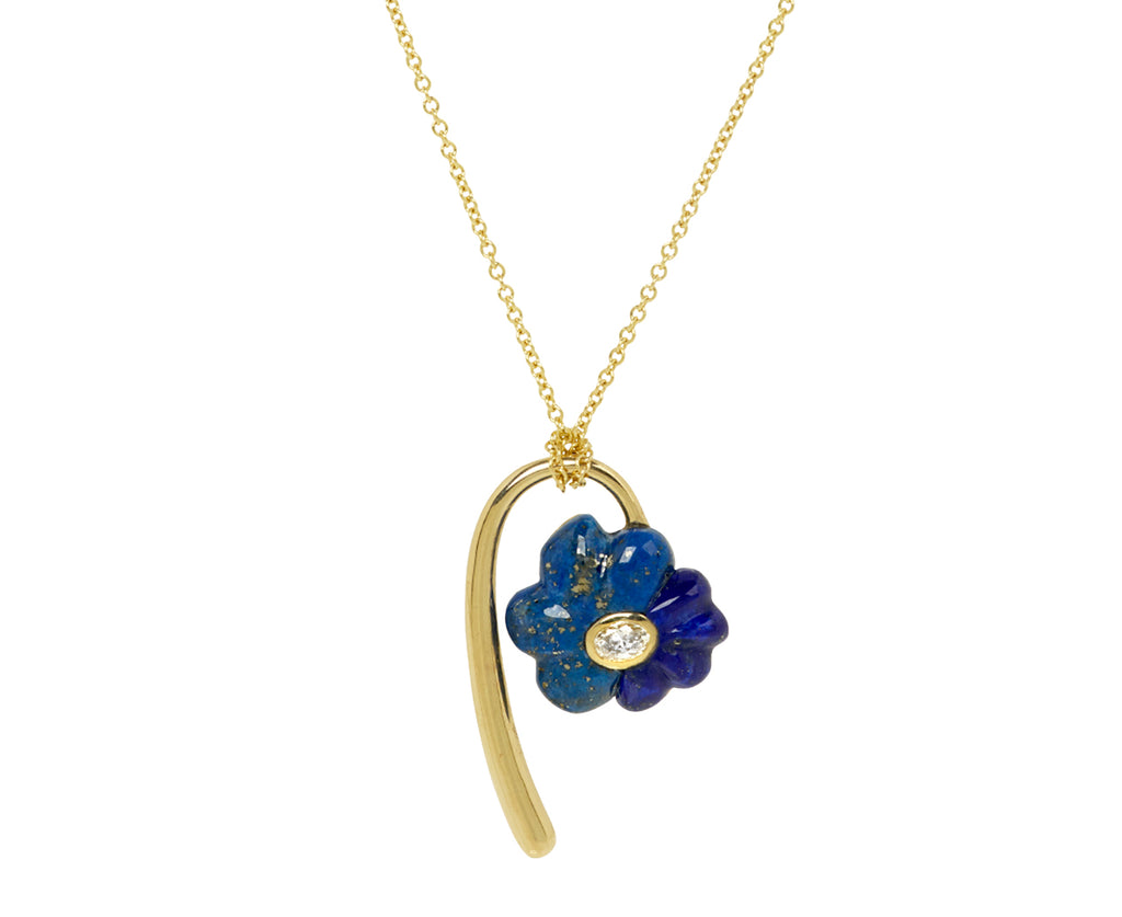 Petite Bonded Flower Lapis Pendant Necklace