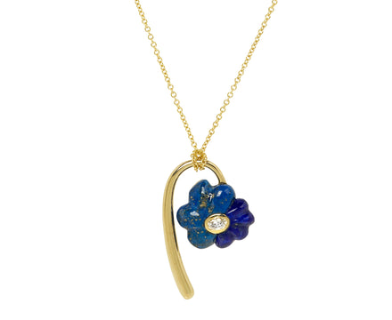 Petite Bonded Flower Lapis Pendant Necklace