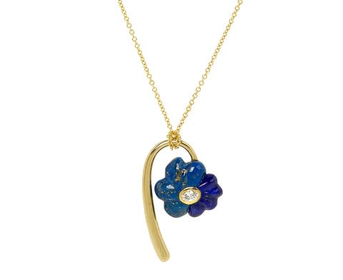 Petite Bonded Flower Lapis Pendant Necklace