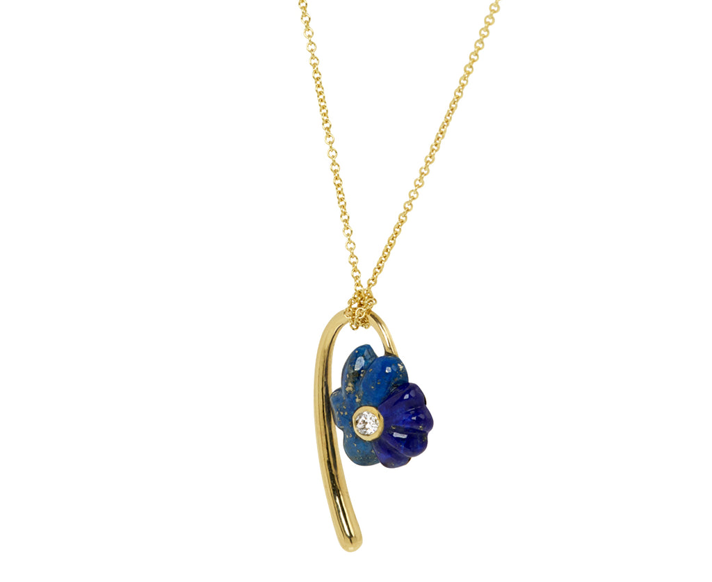 Petite Bonded Flower Lapis Pendant Necklace