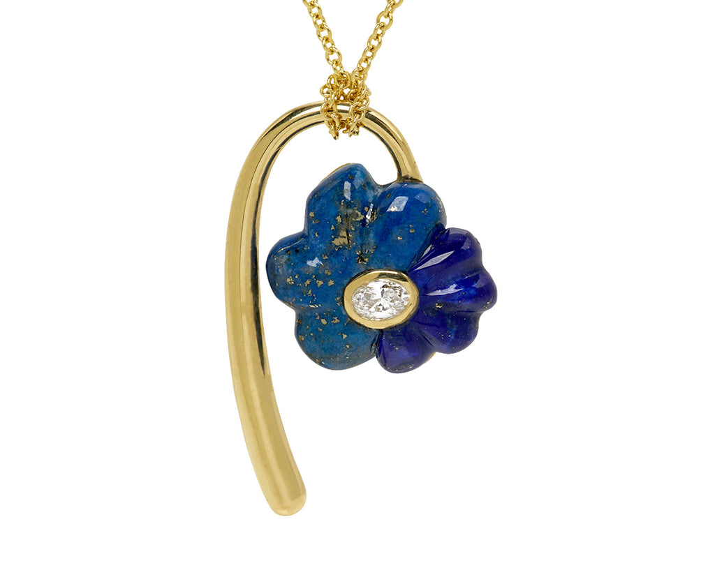 Petite Bonded Flower Lapis Pendant Necklace
