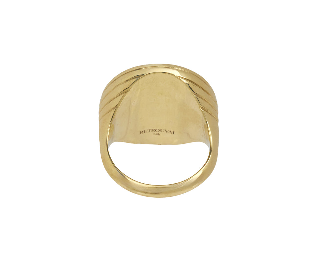 Dark Mother-of-Pearl and Garnet Compass Ring
