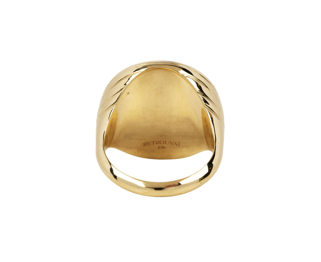 Brush Gold and Diamond Compass Ring