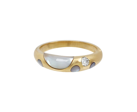 Mini Mother-of-Pearl Polka Dot Bombe Ring