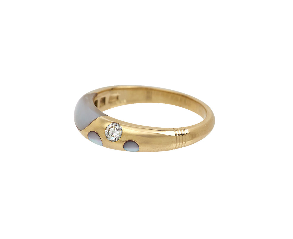 Mini Mother-of-Pearl Polka Dot Bombe Ring