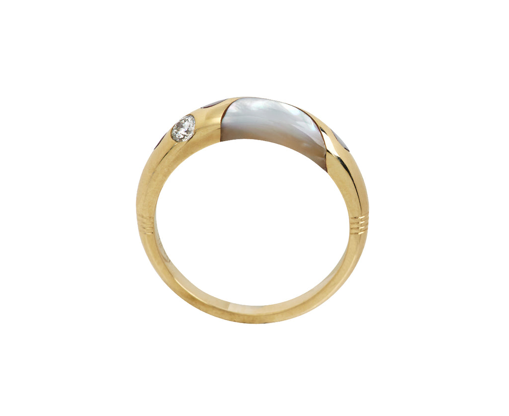 Mini Mother-of-Pearl Polka Dot Bombe Ring