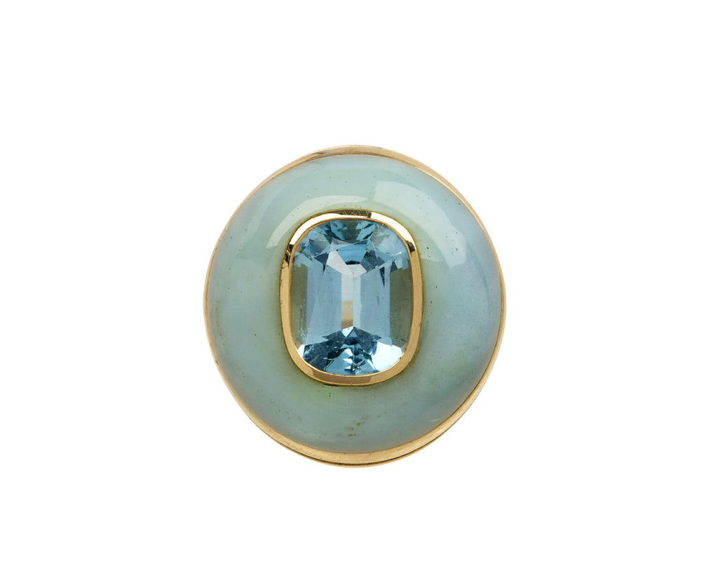 Peruvian Opal and Aquamarine Lollipop Ring