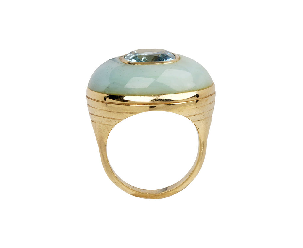Peruvian Opal and Aquamarine Lollipop Ring