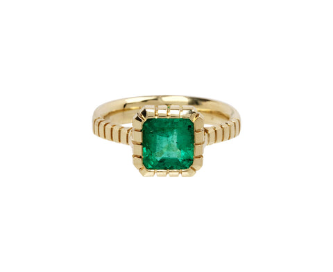 Emerald Cut Emerald Heirloom Bezel Ring
