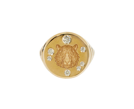 Diamond Tiger Fantasy Signet Ring