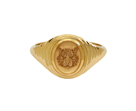 Retrouvai Tiger Fantasy Motif Signet Ring