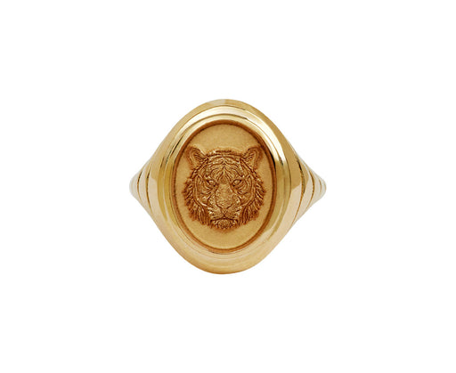 Grandfather Tiger Fantasy Motif Signet Ring